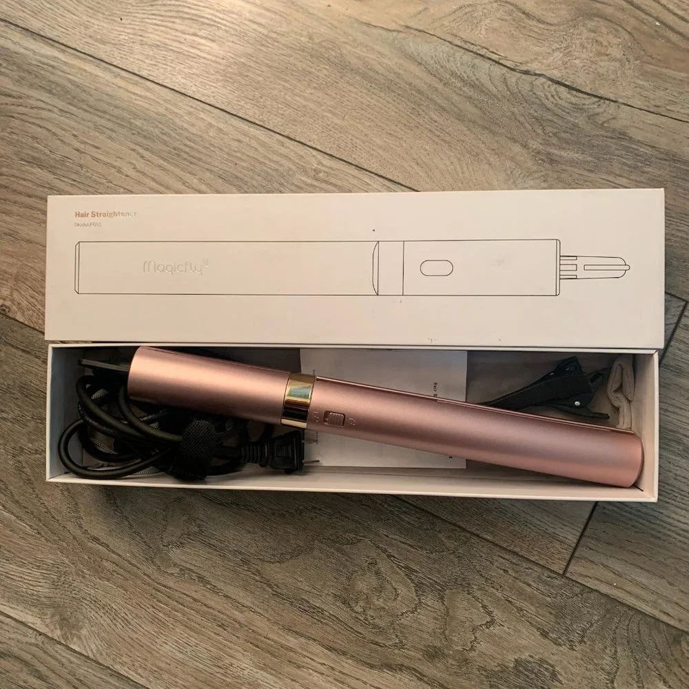 NEW MAGICFLY CERAMIC TOURMALINE IONIC FLAT IRON HAIR‎ STRAIGHTENER PINK